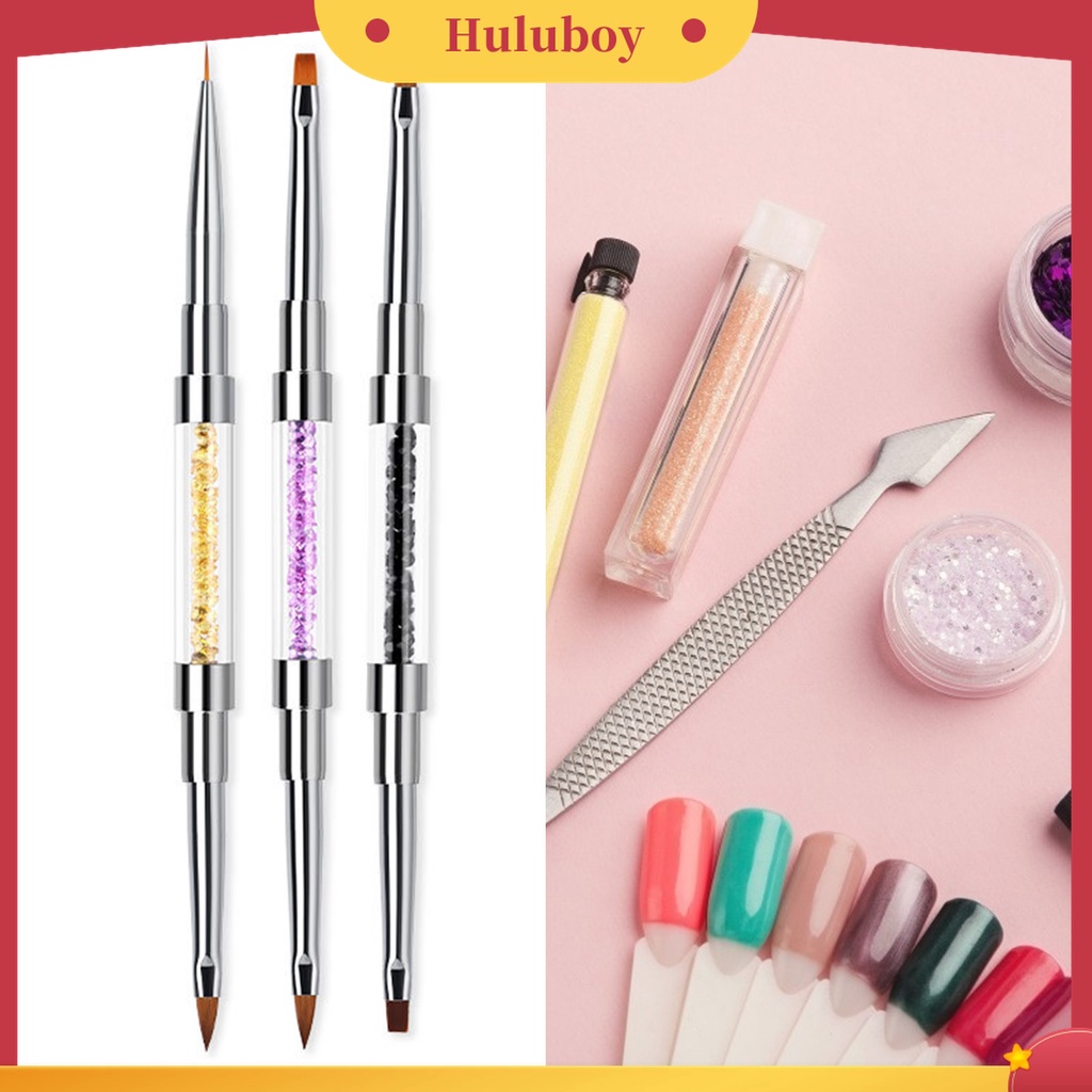 Huluboy Huluboy♡ Holder Pen Nail Art Kepala Ganda Aksen Berlian Imitasi Untuk Wanita