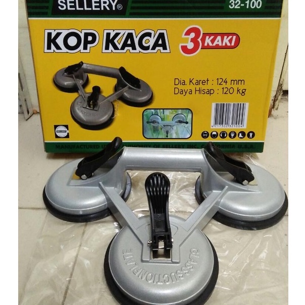 KOP KACA KAKI 3/Suction Cup Sellery LEG/PEGANGAN KACA/3 Kaki Glass Suction Cup/ALAT ANGKAT KACA