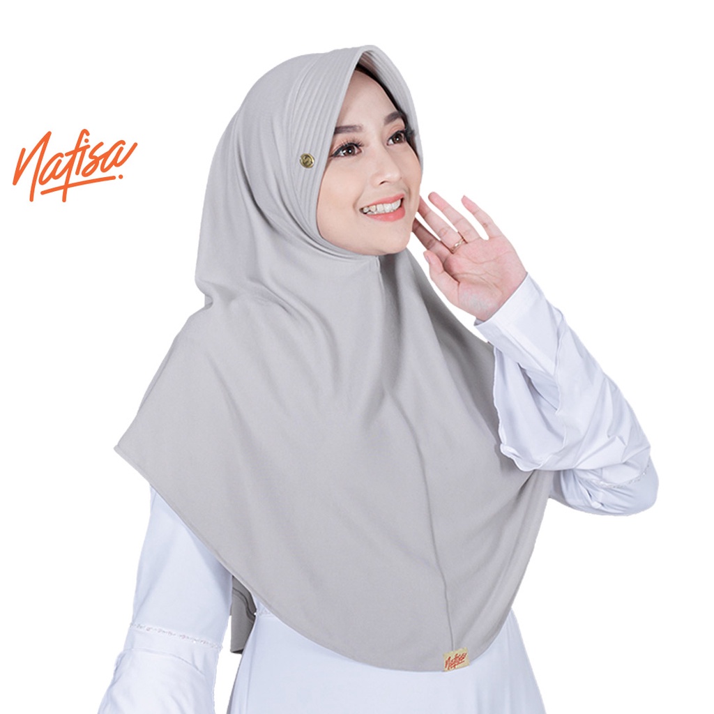 Nafisa Instan Azqila Premium - Hijab Instan Jilbab Bergo Bahan Kaos High Quality-Bark Silver