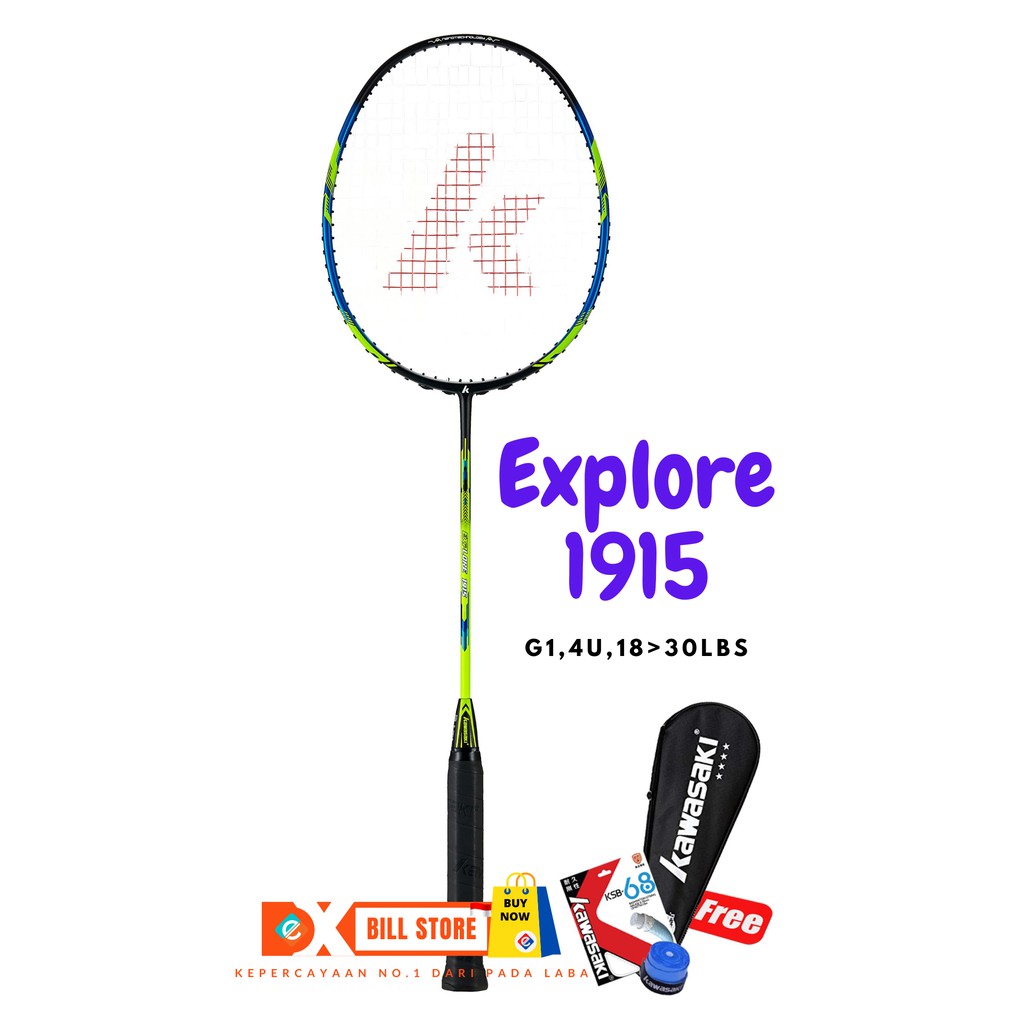 Exbill Raket Badminton Kawasaki Explore 1915 + Senar + Tas + Grip