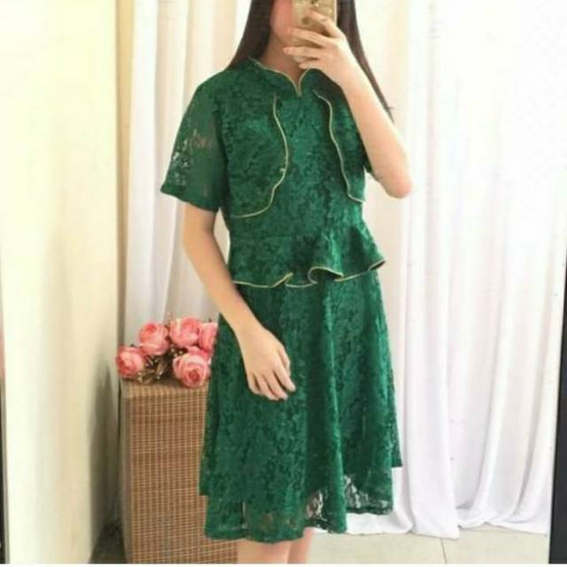 Dress pesta Mewah full brukat casual /Dress formal A-line dress Ld 102cm Ken-112