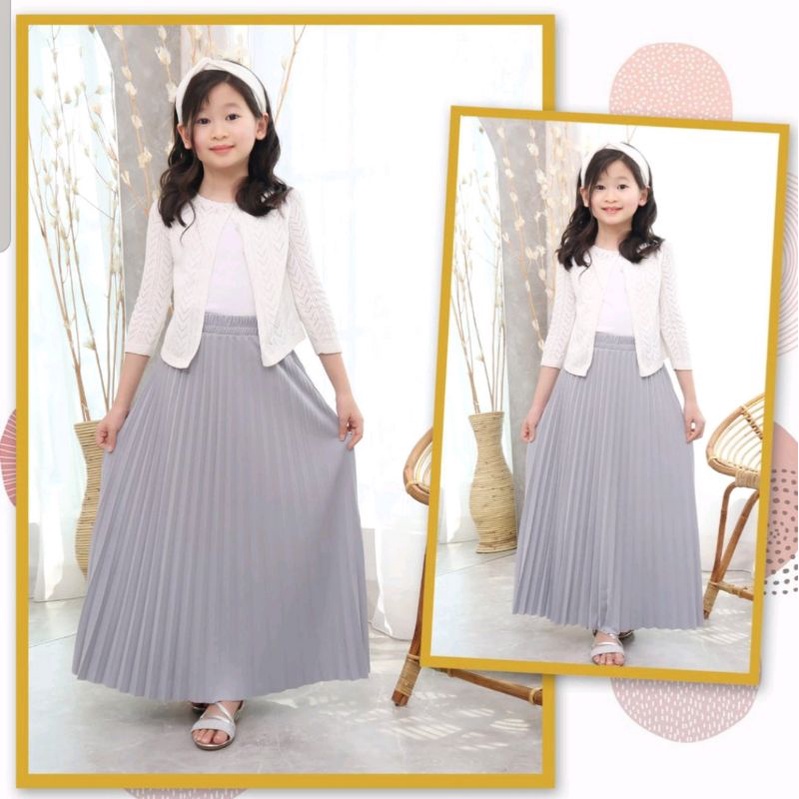 Rok Plisket Klop Anak Premium Bahan Mouscrepe Di Jamin Tebal / Flare Skirt Anak