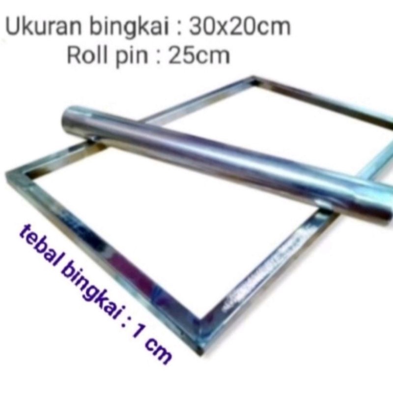 BINKAI ADONAN KUE/CETAKAN KUE ADONAN 30x20 CM+ ROLLER STAINLLES ANTI KARAT