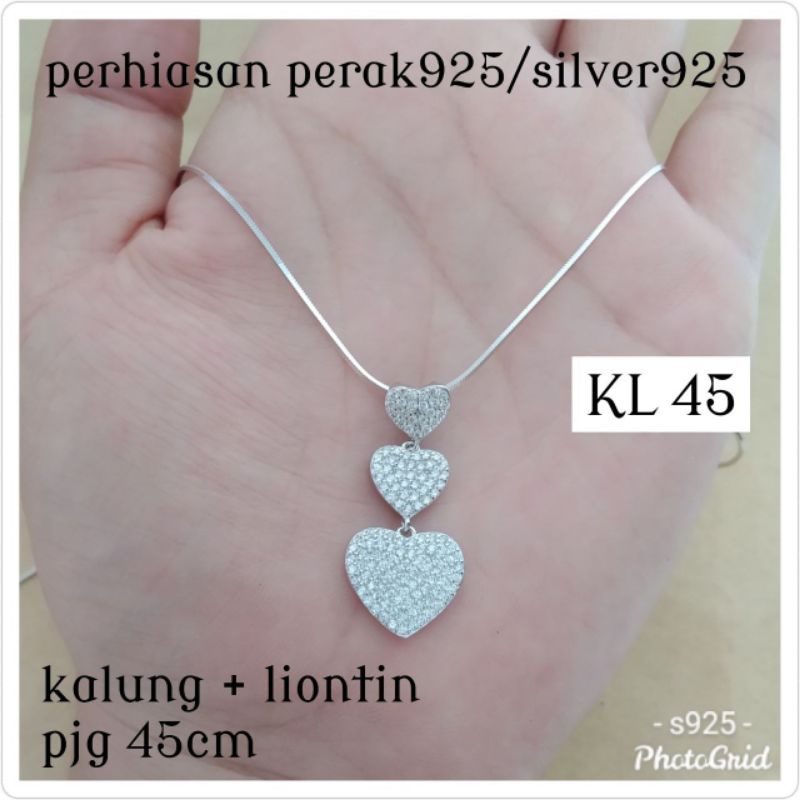 KALUNG+LIONTIN LOVE PUTIH KL 45 PERAK 925 #FMS