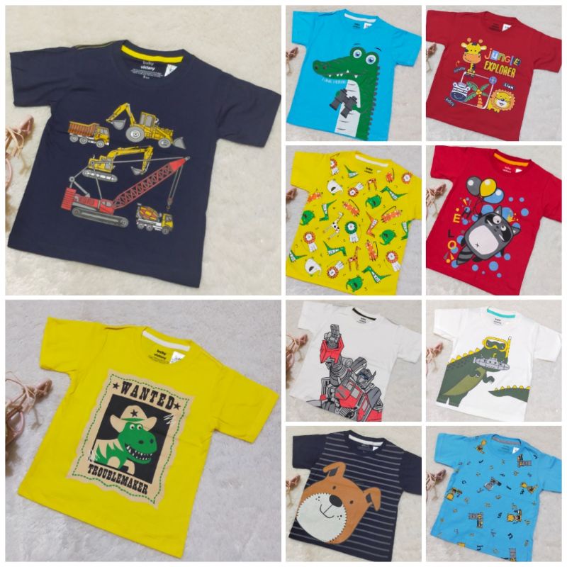 Kaos Anak Lengan Pendek Laki Laki umur 1y 2y 3y 4y motif merk Baby Victory Boy SNI