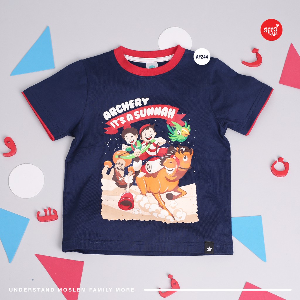 AF244 Archery it's a sunnah, kaos Afrakids, untuk anak laki-laki