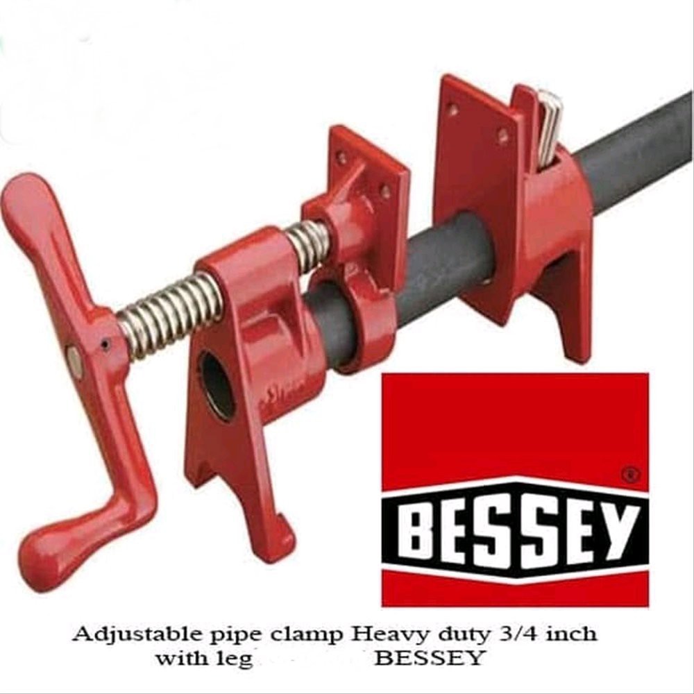 Jual pipe clamps fixture with leg pipe clamp catok pipa klem kayu papan