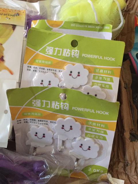 Nm158 Gantungan Handuk Baju Hook Tempel Dinding Dekorasi Awan Serbaguna Set 3in1