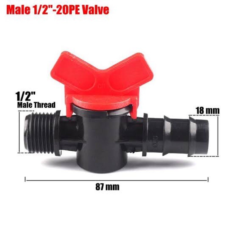 Kran Pipa Jantan / Valve Male 1/2” Ke 20mm