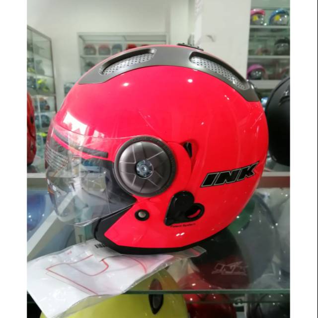 HELM INK STILLO FUXIA DOBEL VISOR HELM RETRO INK STILO PINK HELM TOURING CEWEK INK DOUBLE VISOR ORI