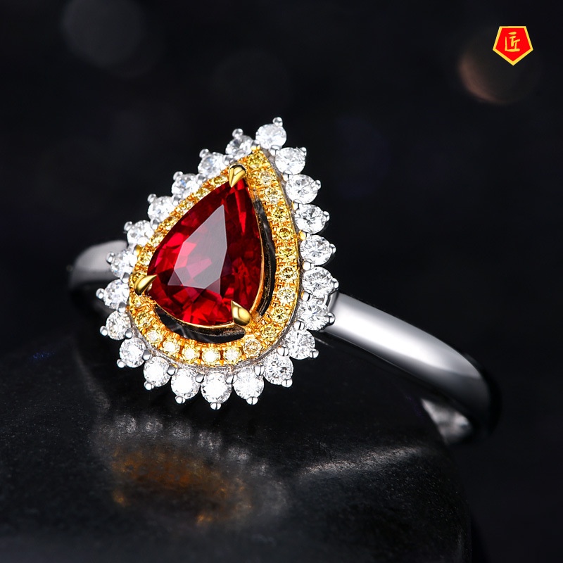 [Ready Stock]Fashion Elegant Ruby Diamond Ring