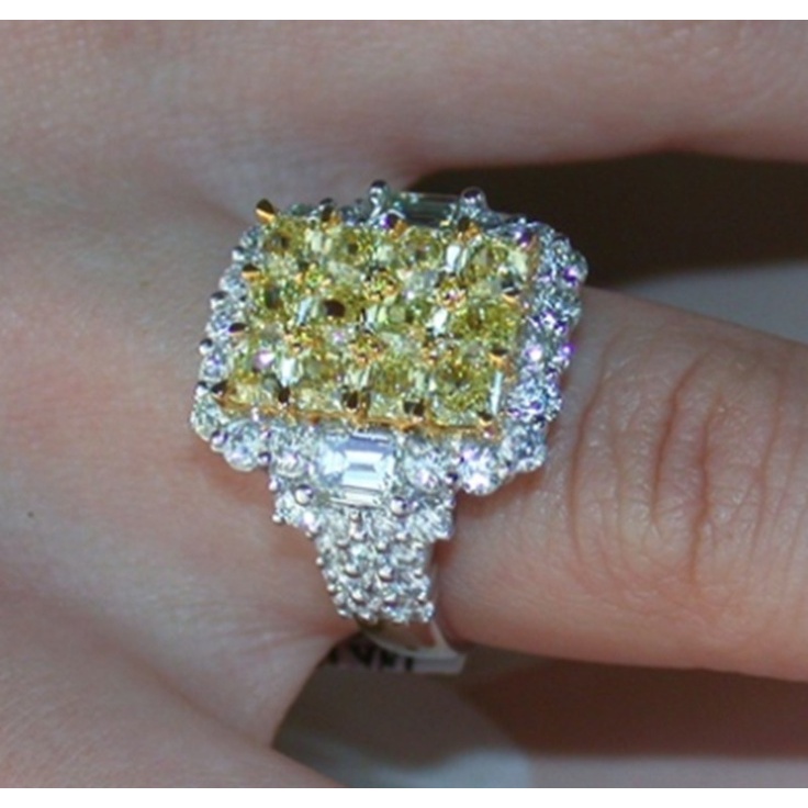 Cincin Zircon Warna Kuning Gaya Eropa Dan Amerika Untuk Wanita