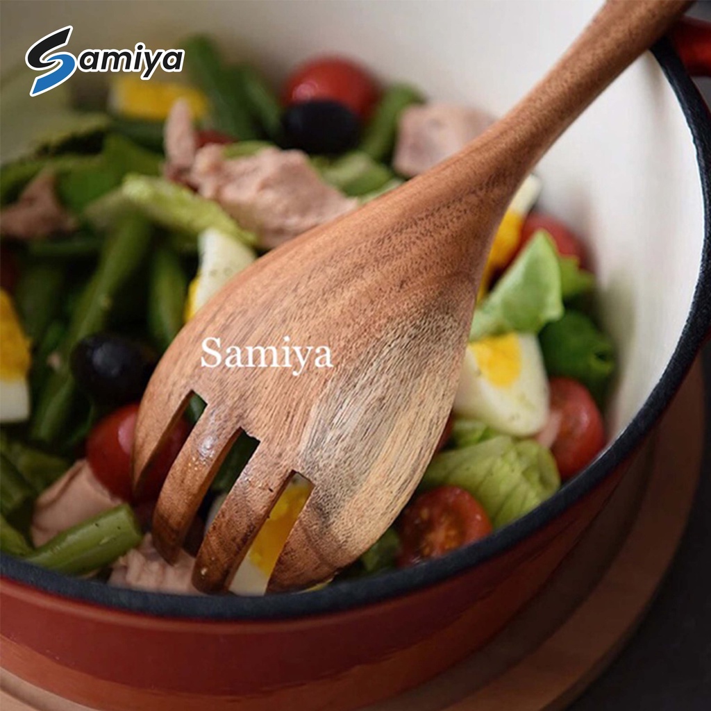 Sendok garpu kayu ukuran besar jumbo / wooden big spoon fork salad set / centong kayu