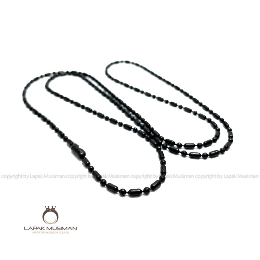 [Bayar di Tempat] Kalung Pria Warna Hitam Bahan Titanium Super Anti Karat Model Bambu
