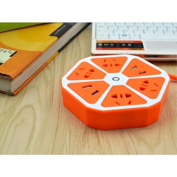 Stop Kontak USB Hexagon Socket + 4 USB Colokan Listrik Smart Power