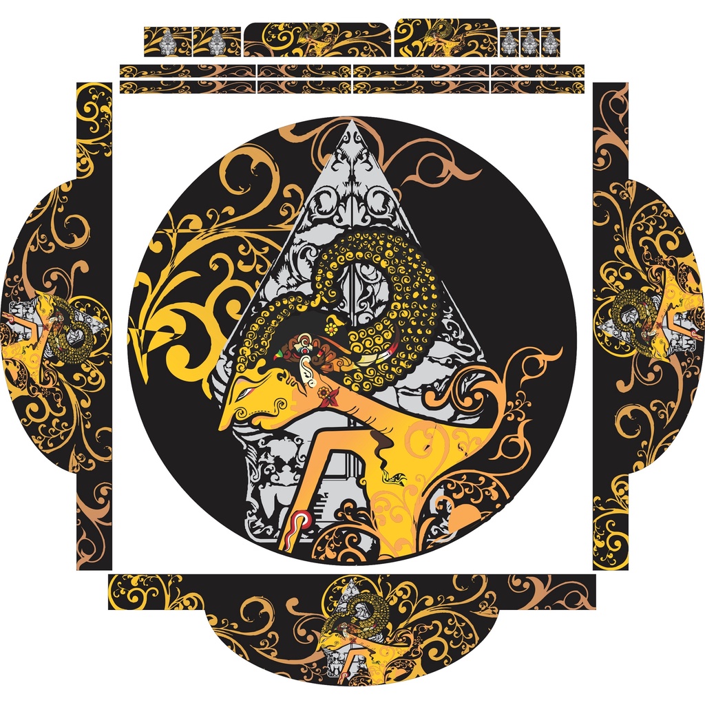 STICKER DECAL SANGKAR / STIKER KANDANG KOTAK BULAT || MOTIF WAYANG ARJUNA KRESNA GATOTKACA