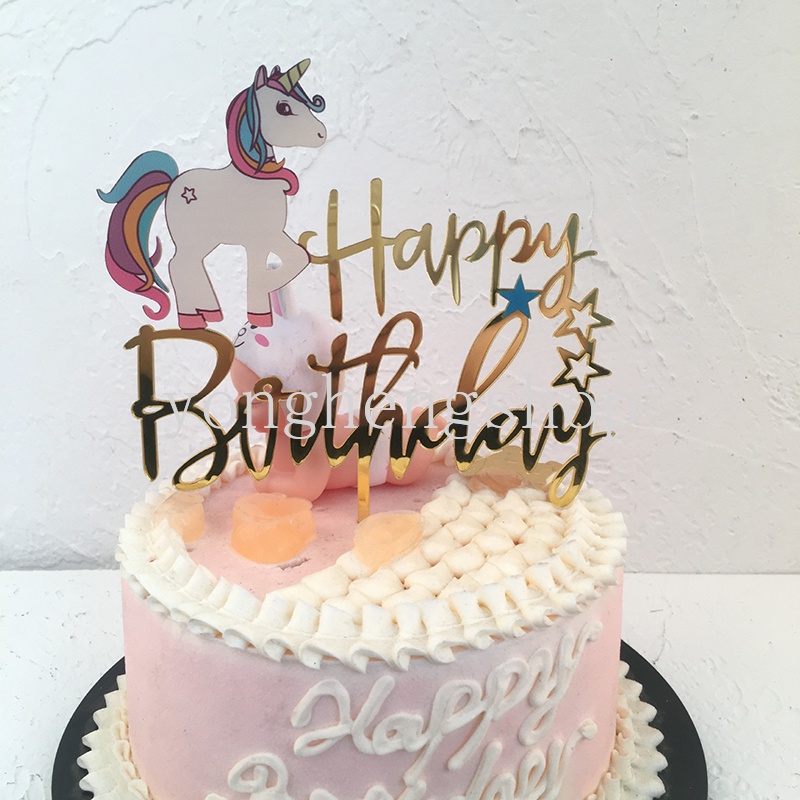 Topper Kue Ulang Tahun Desain Kartun Hewan Unicorn Bahan Akrilik Untuk Dekorasi Baby Shower