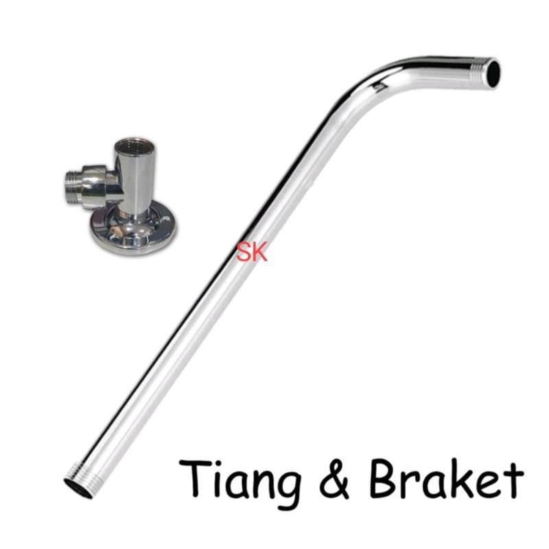 Tee wall shower hand shower kamar mandi STAINLESS 1/2in - bracket sambungan T tiang pipa wall shower tanpa bobok Tembok nepel fitting instalasi luar shower tembok stenlis 1/2