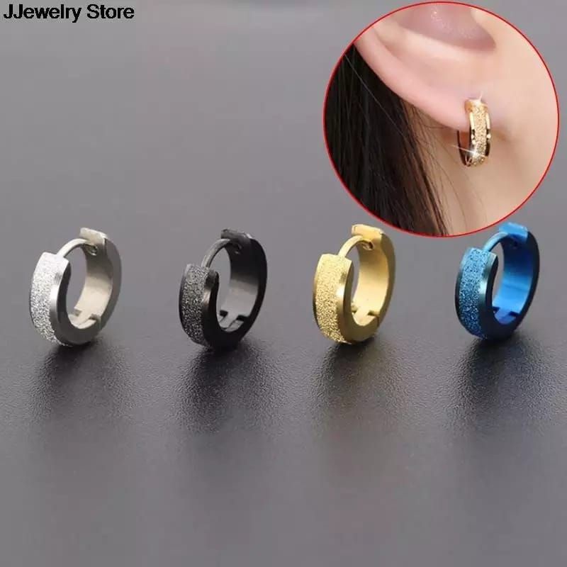 Anting Tusuk Pasir Polos Garis Titanium Pria dan Wanita