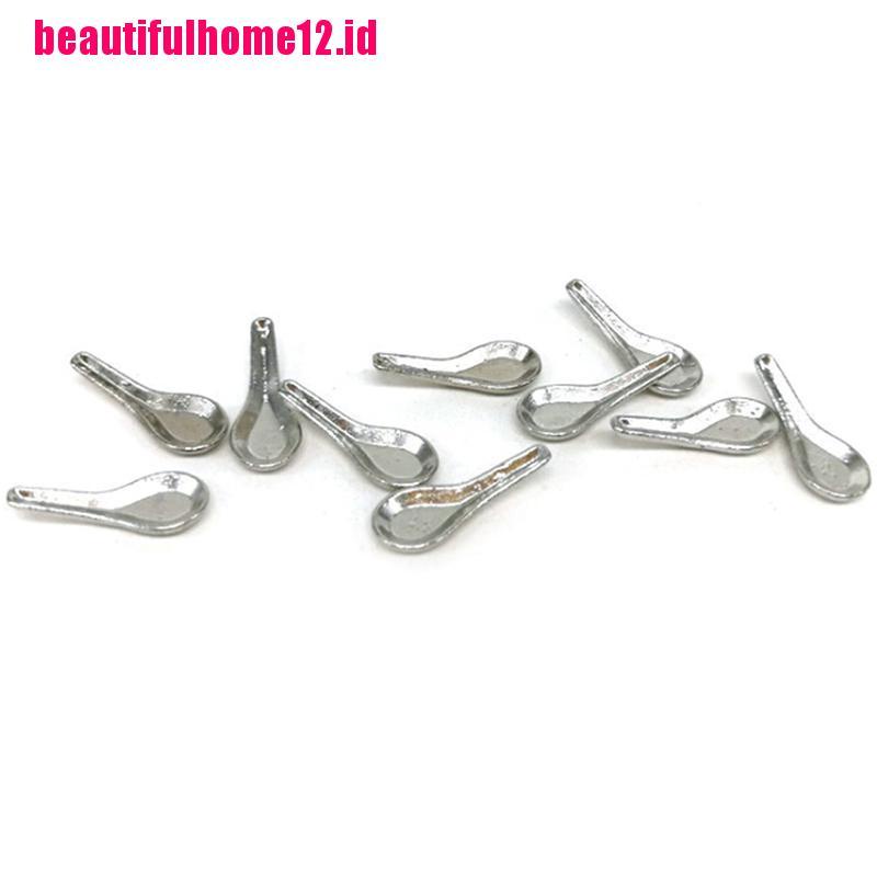 【beautifulhome12.id】10Pcs 1:12 Dollhouse Miniature Soup Spoon Pretend Play Dollhouse Accessories