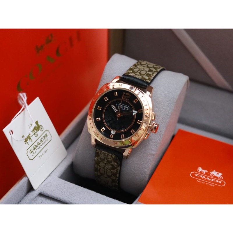 New brand Jam Tangan Wanita Coach strap kulit elegan analog