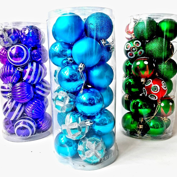 Bola Natal 6cm isi 24 Motif Mix Hiasan Pohon Natal Aksesories Premium Hiasan Natal Harga Grosir Termurah