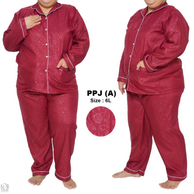 piyama jumbo katun embos LD 140 130 120 wanita celana panjang set baju tidur lengan pendek big size