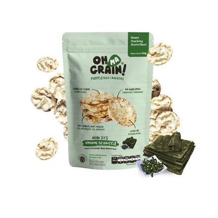 OHMA GRAIN! Popped Rice Crackers [ UMAMI SEAWEED ] 50gr