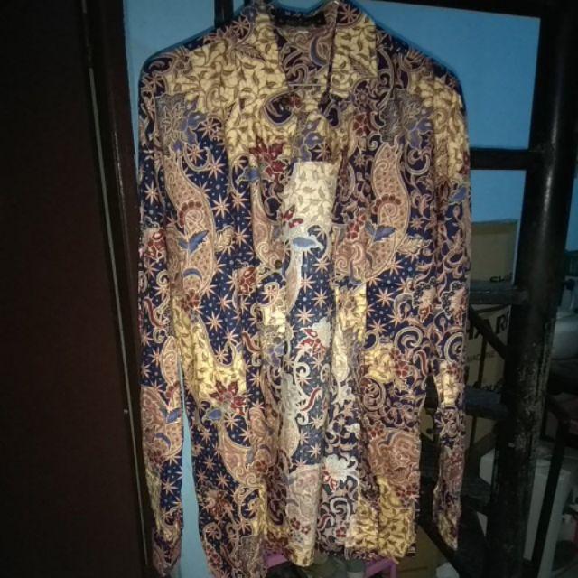 Rianty Batik Kemeja Hem Pria Atasan Batik Lengan Panjang Krisna