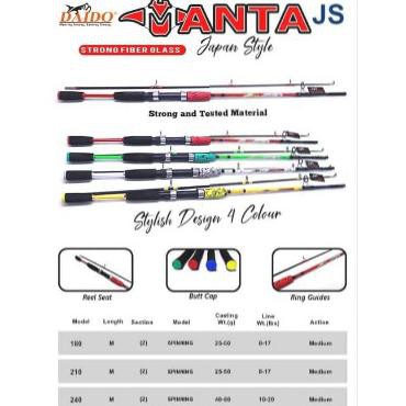 Joran Daido Solid Manta Spin Japan Style 240 Joran Solid Fiber - Merah