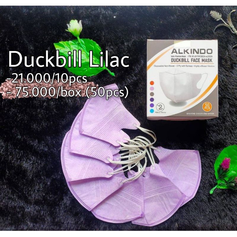 Ecer Masker Duckbill Lilac Alkindo per 1 pcs (per box ada di varian lain) (MINIMAL PEMESANNA 5PCS)