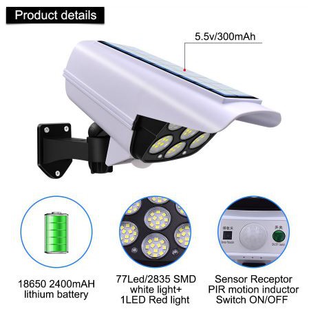 Lampu Sensor Solar Tenaga Surya JD-2178T Bisa Puter 360 Derajat With Remote Control IP65 Waterproof