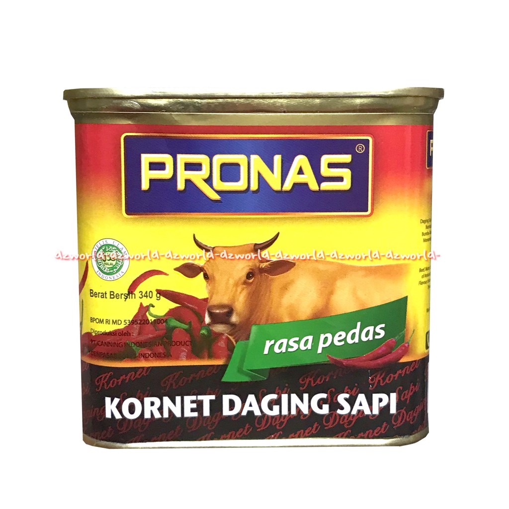 Pronas Corned Beef Chilly 340 gr makanan olahan daging sapi yang dikalengkan rasa pedas