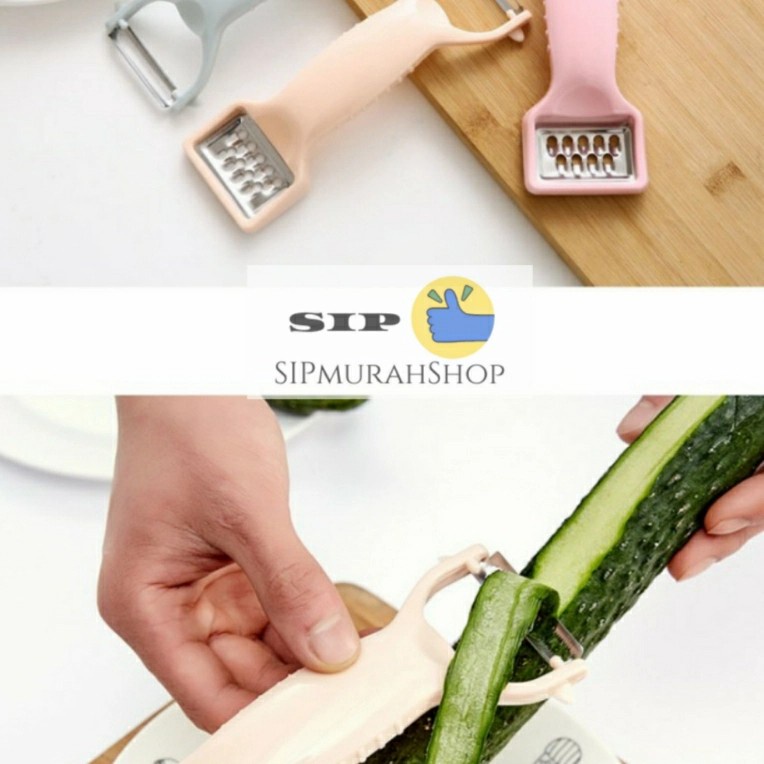 Alat Pengupas Parutan Buah Stainless Steel 2 in 1 Multifungsi Alat Kupas Kulit Buah Sayur Anti Karat