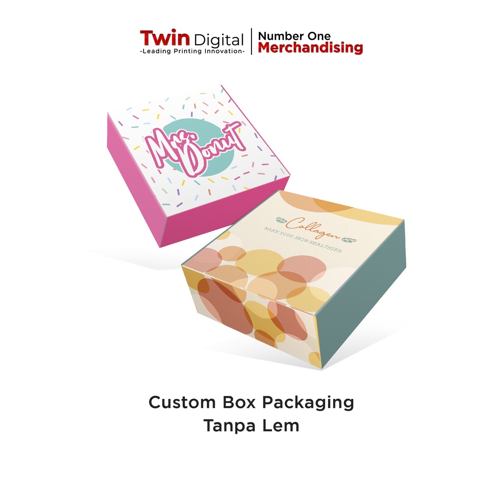 

Twindigital Custom Box Packaging Kecil Tanpa Lem Kotak Hadiah Praktis Kemasan Produk - Kardus Donat Mini 10x10x4 cm