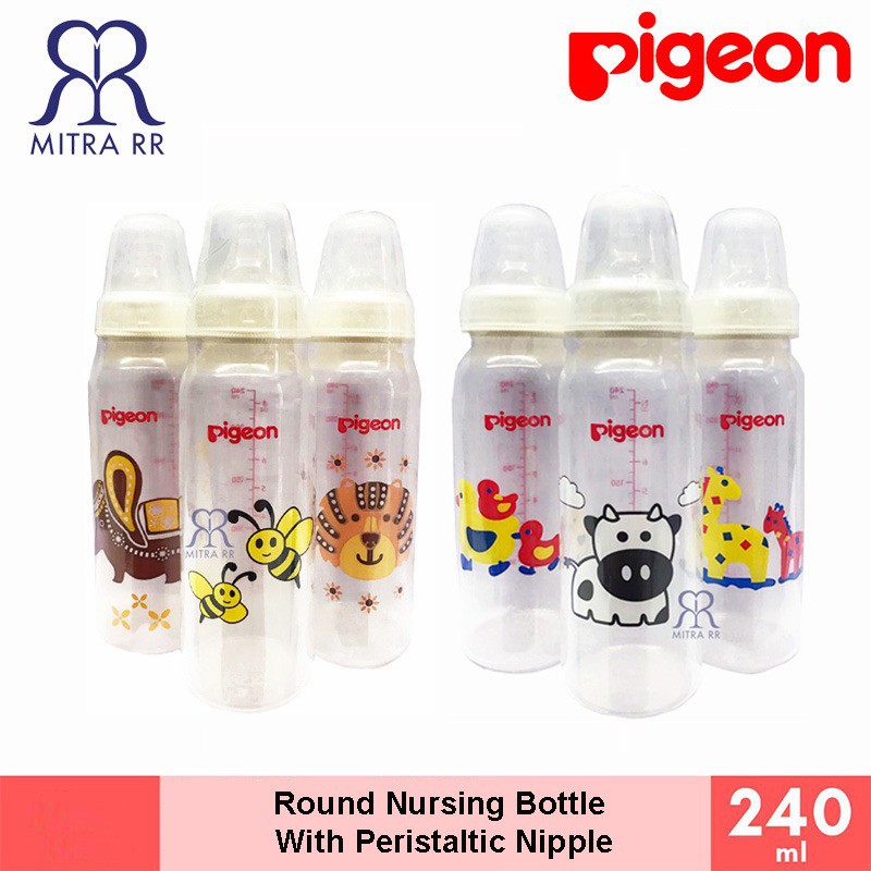 Pigeon Peristaltic Nipple Round Nursing Bottle 120ml 240ml / Botol Susu Pigeon Nipple Ulir Satu