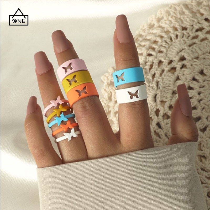 COD❤2 Pcs Fashion Cincin Kupu-kupu Cincin Persahabatan Pasangan Aksesoris Pernikahan  Wanita A one