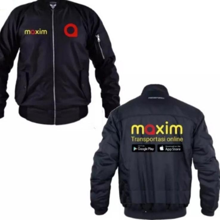 Paling Sesuai.. JAKET BOMBER OJOL MAXIM HITAM custom polos