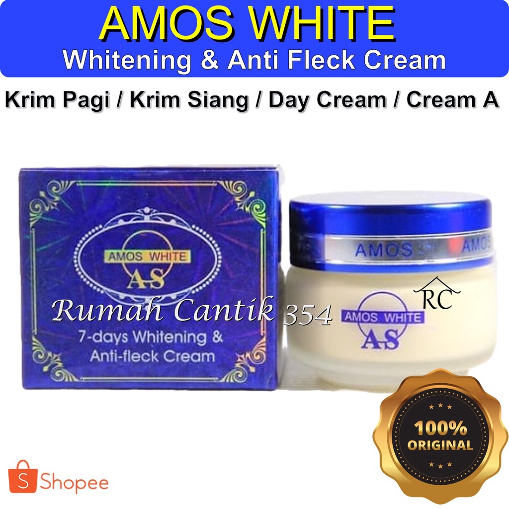 Amos White Cream Day Cream / Krim Siang / Krim A Rumah Cantik 354 Amos White Perawatan Pelembab Wajah Krim Herbal AMOS