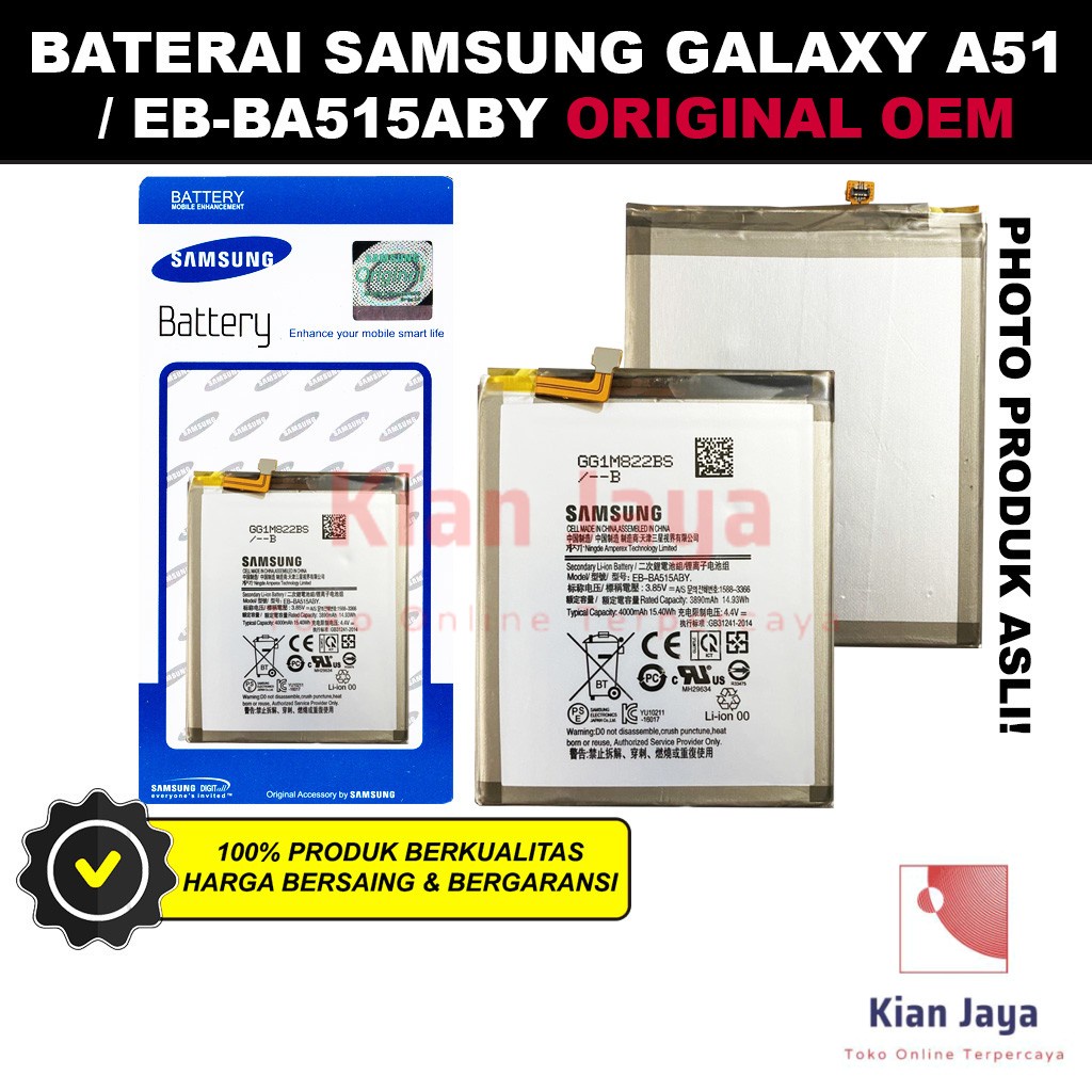 Baterai Samsung A51 A515F Original OEM Batre Batrai Battery Hp EB-BA515ABY Ori