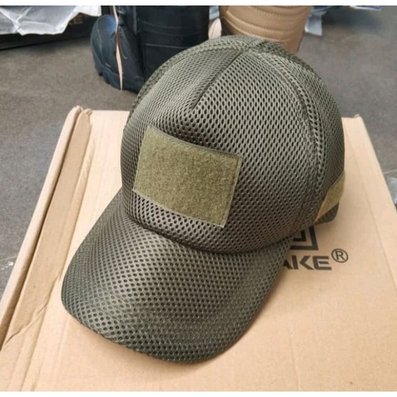 Topi Velcro crem,hitam , hijau TNI POLRI TACTICAL Topi Jaring crem Army