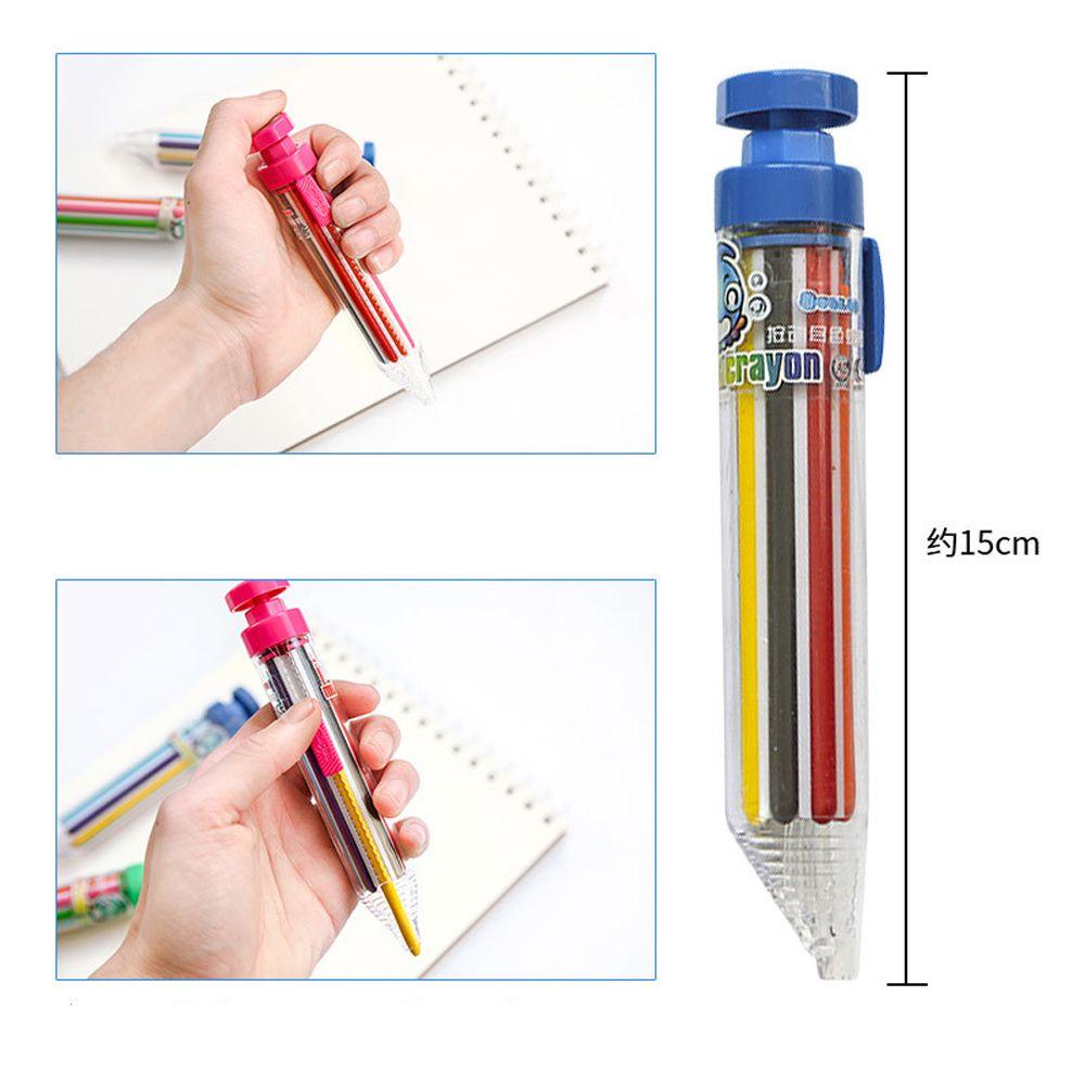 LANFY Multicolor Crayons Colorful Student Painting Pulpen Kantor Perlengkapan Sekolah Gaya Dorong Anak Pensil Warna