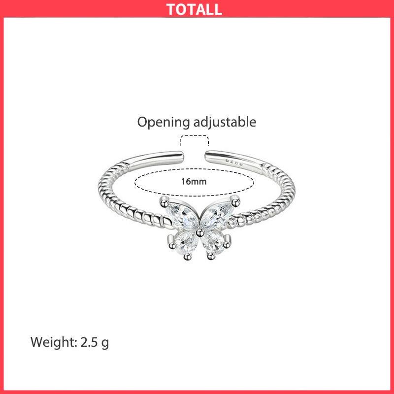 COD Cincin Kupu-Kupu Berlian Flash Cincin Jari Telunjuk Fashion Wanita Sederhana-Totall