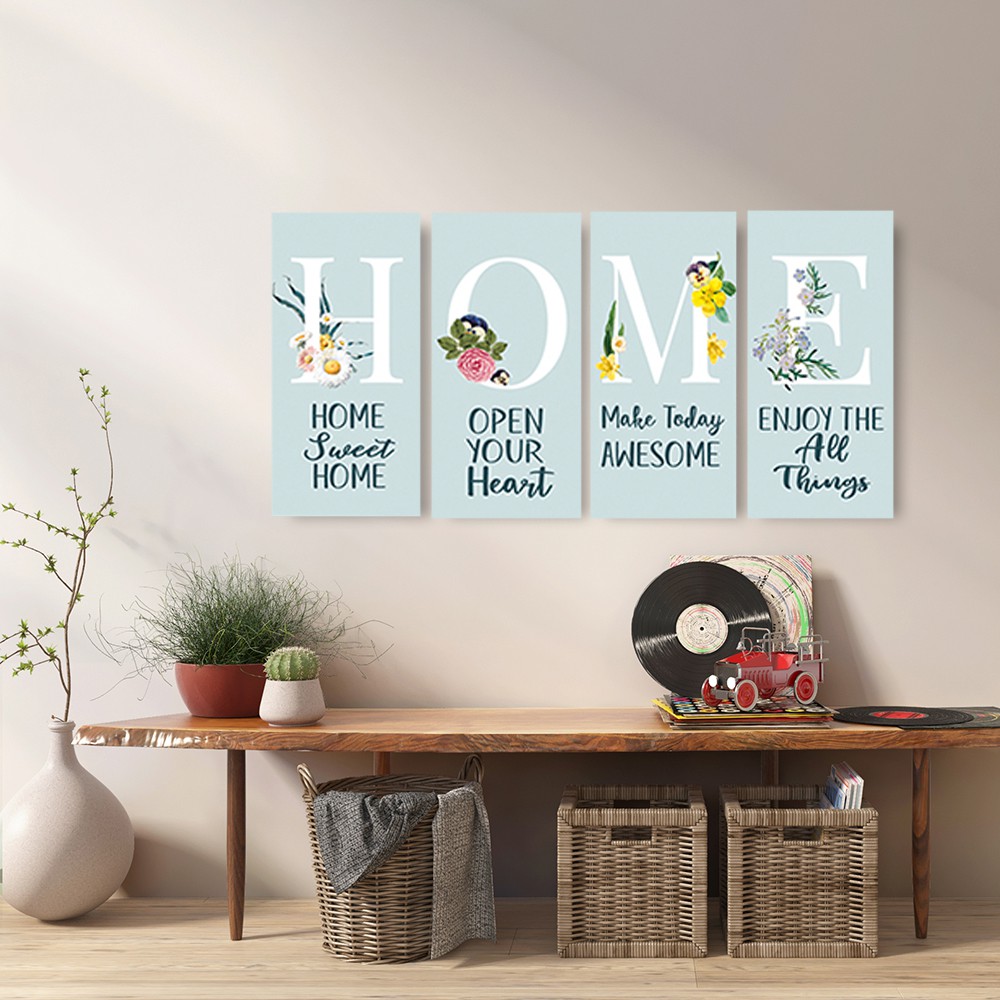 DAPAT 4 Walldecor Hiasan Dinding Motif HOME QUOTES Decor Poster Dekorasi Kamar Pajangan Rumah