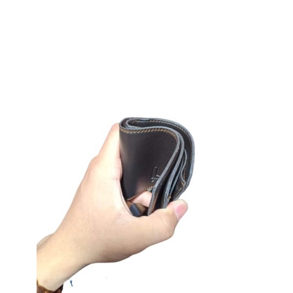 DOMPET HITAM PRIA MODEL KULIT SINTETIS LENTUR / DOMPET LIPAT PRIA