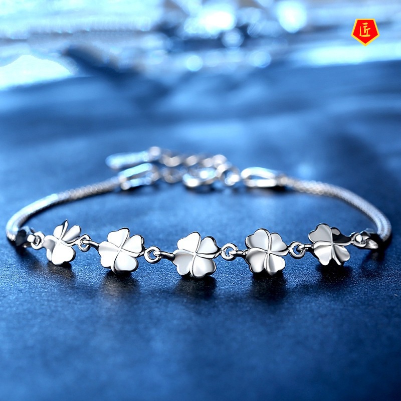 [Ready Stock]Simple Sweet Lucky Four-Leaf Clover Bracelet