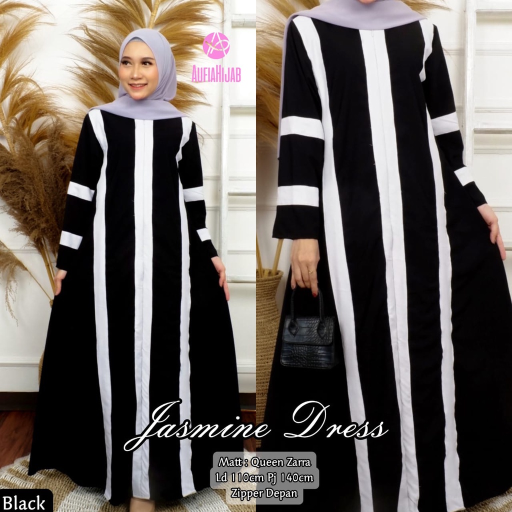 Abaya Jetblack Jasmine by Aufia Hijab / abaya putih turkey / abaya turkey / abaya arab / dress premi