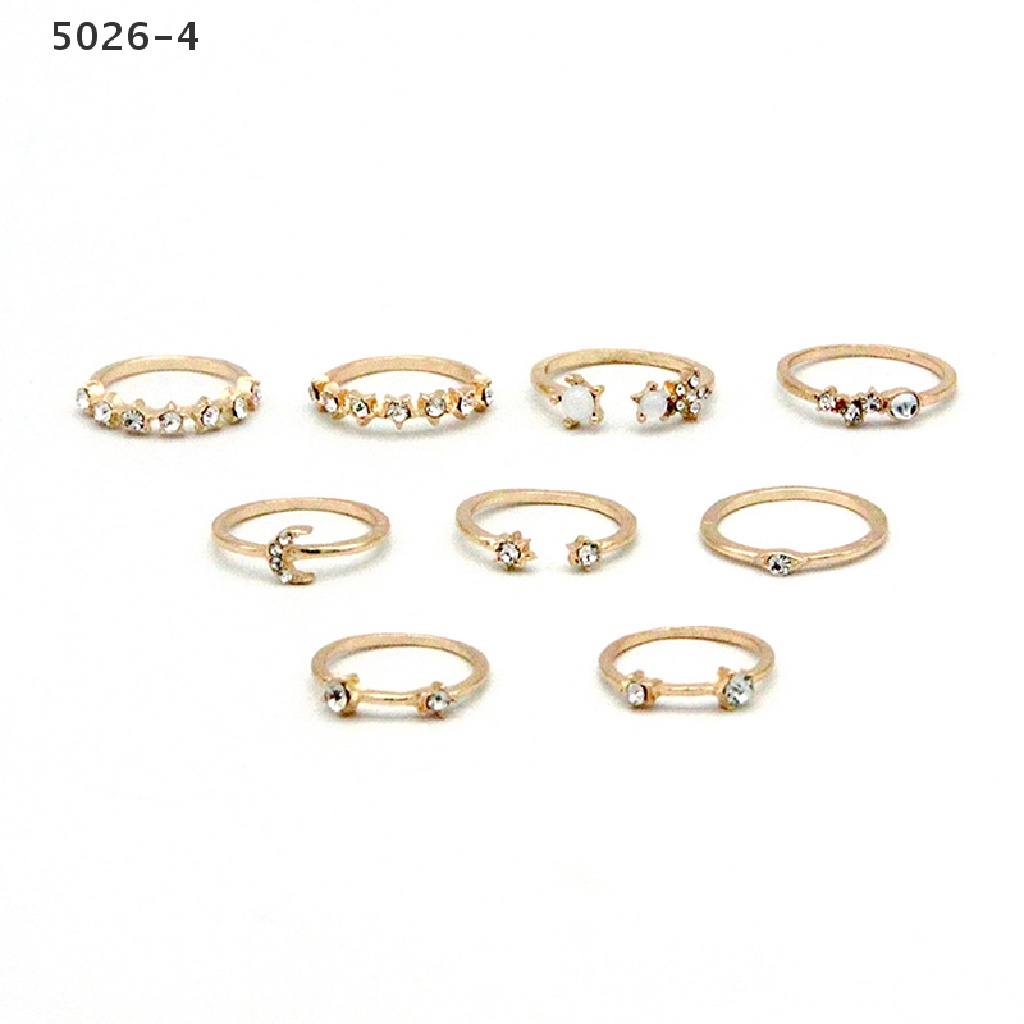 5026-4 9Pcs/set Moon Star Rings for Women Girls Bohemian Jewellery set Gift Accessories 5026-4