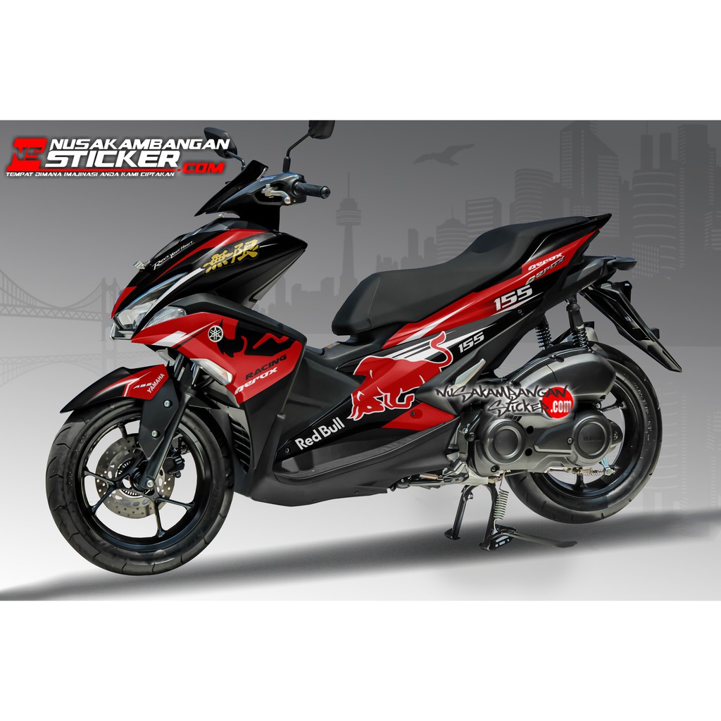 Decal Stiker aerox - BANTENG RACING HITAM MERAH