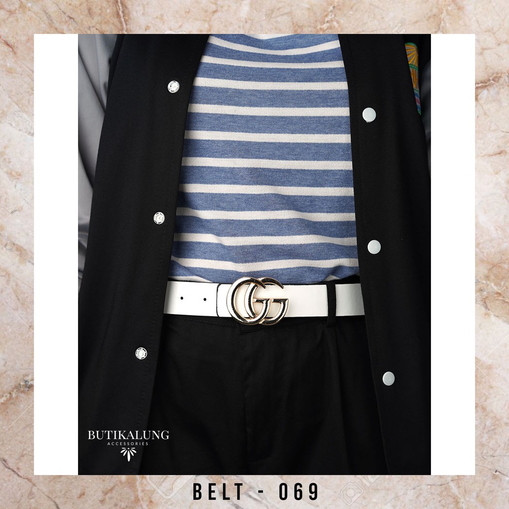 Gesper Belt Kulit Ikat Pinggang Pesta Sabuk 0020JH 069 BISA BOLAK BALIK WARNA HITAM